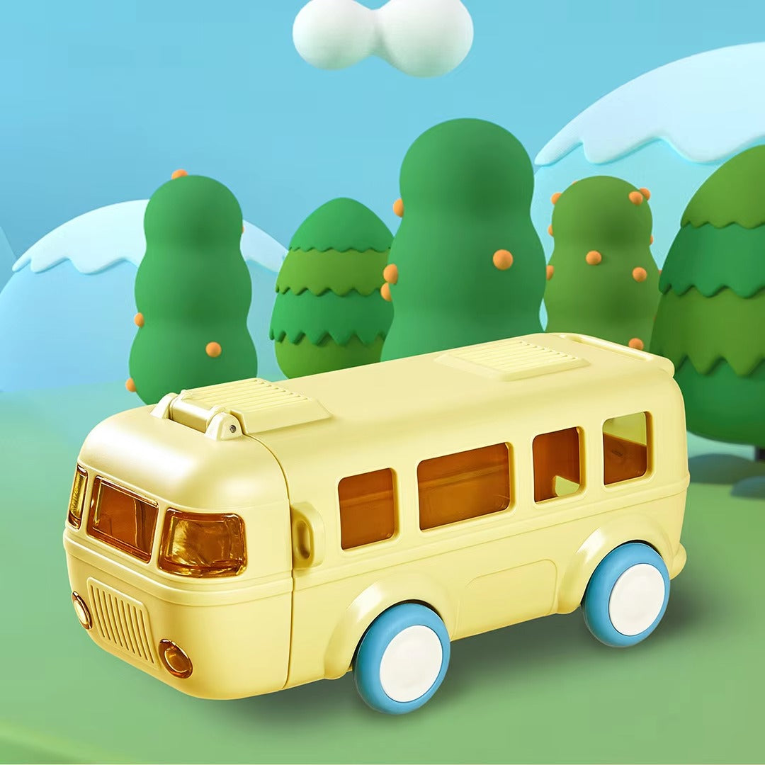 Kids Water Bottle Bus Shape – Portable & Detachable Cup | 480ml