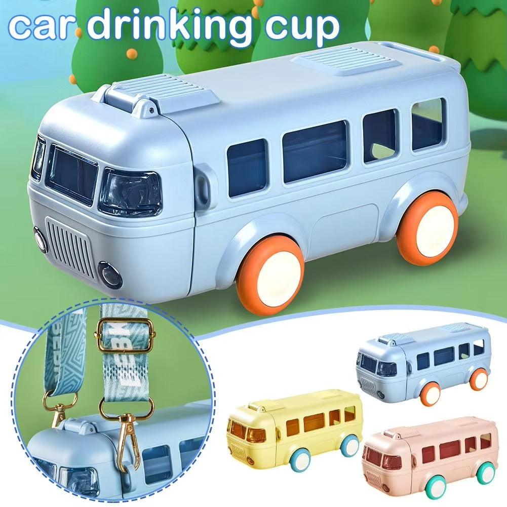 Kids Water Bottle Bus Shape – Portable & Detachable Cup | 480ml