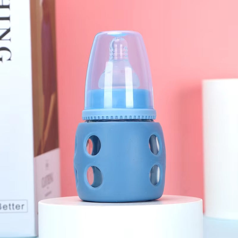 MiniTree Glass Feeding Bottle 60mL (2oz) – Regular Neck, BPA-Free, Silicone Sleeve