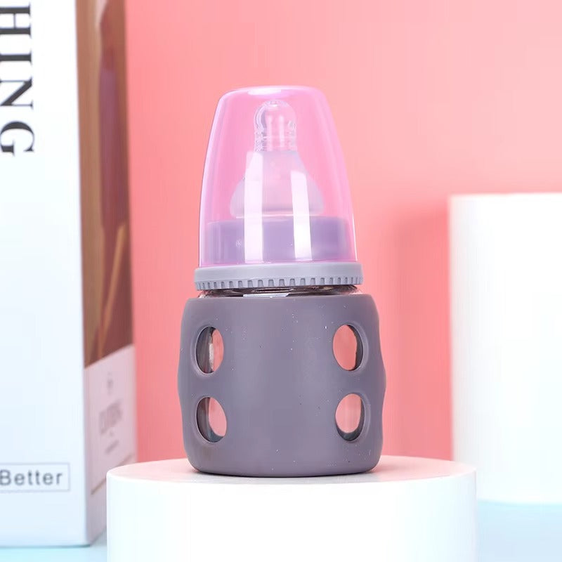 MiniTree Glass Feeding Bottle 60mL (2oz) – Regular Neck, BPA-Free, Silicone Sleeve