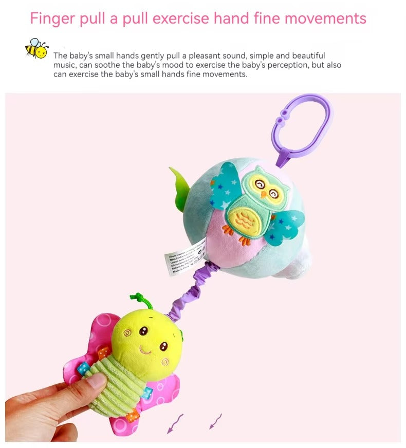 Hanging Toy Musical – Plush Flower Ball Ring with Bell Sound
