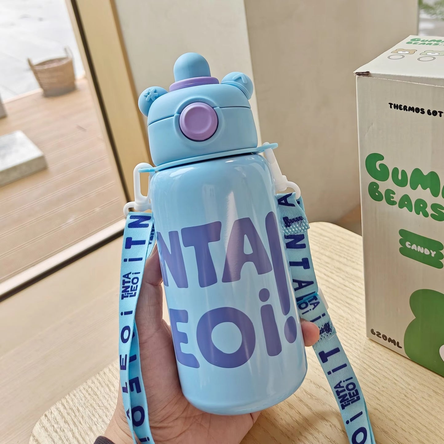 Kids Water Bottle Double Drinking Bottle 620ML with Shoulder Strap