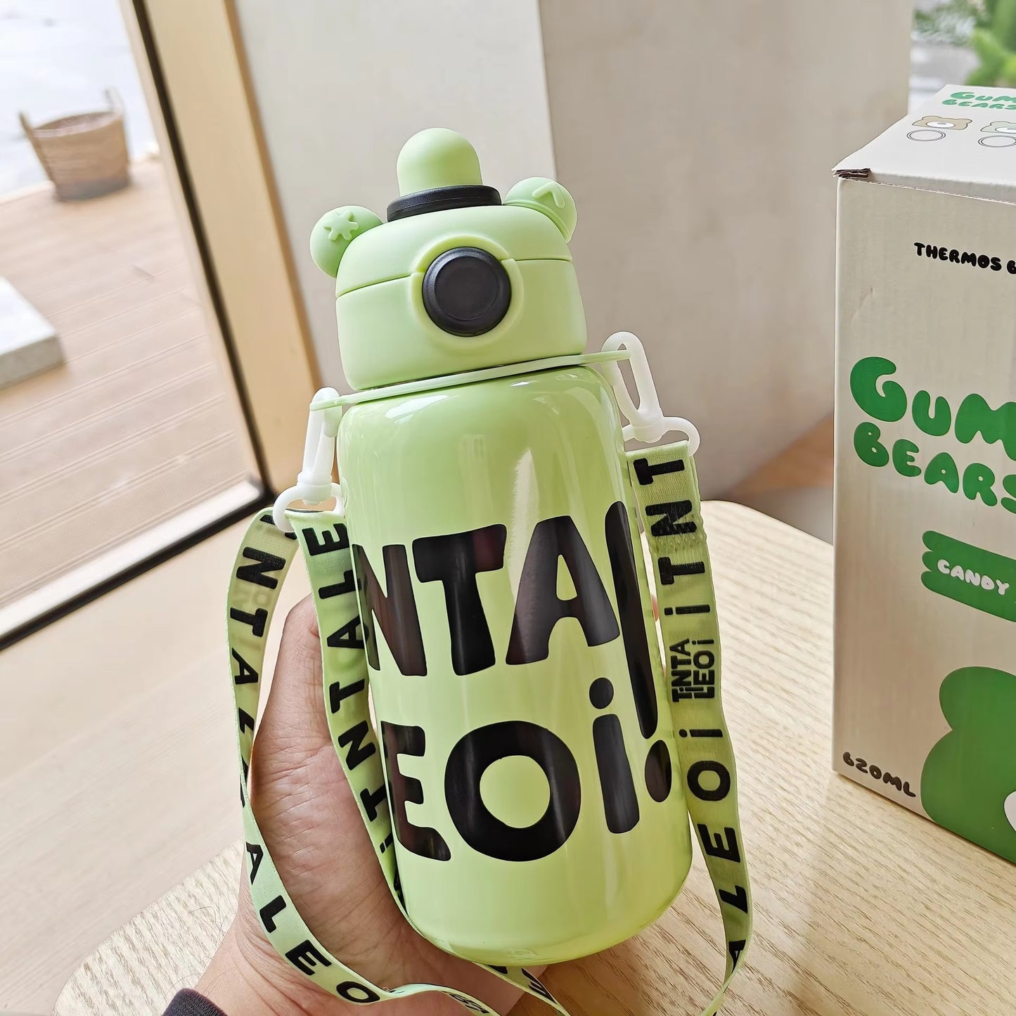 Kids Water Bottle Double Drinking Bottle 620ML with Shoulder Strap