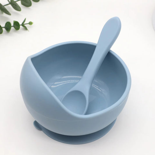 Baby Feeding Bowl with Spoon Food Grade Silicone  – BPA Free, Suction Base