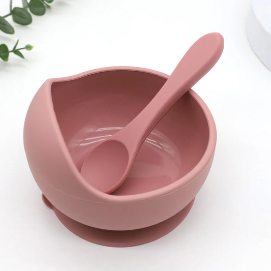 Baby Feeding Bowl with Spoon Food Grade Silicone  – BPA Free, Suction Base