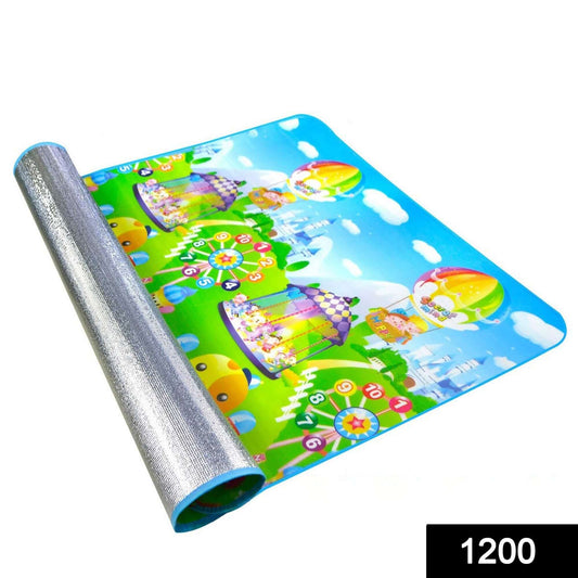 Colorful waterproof single side baby play mat with a railway and jungle scene for kids.