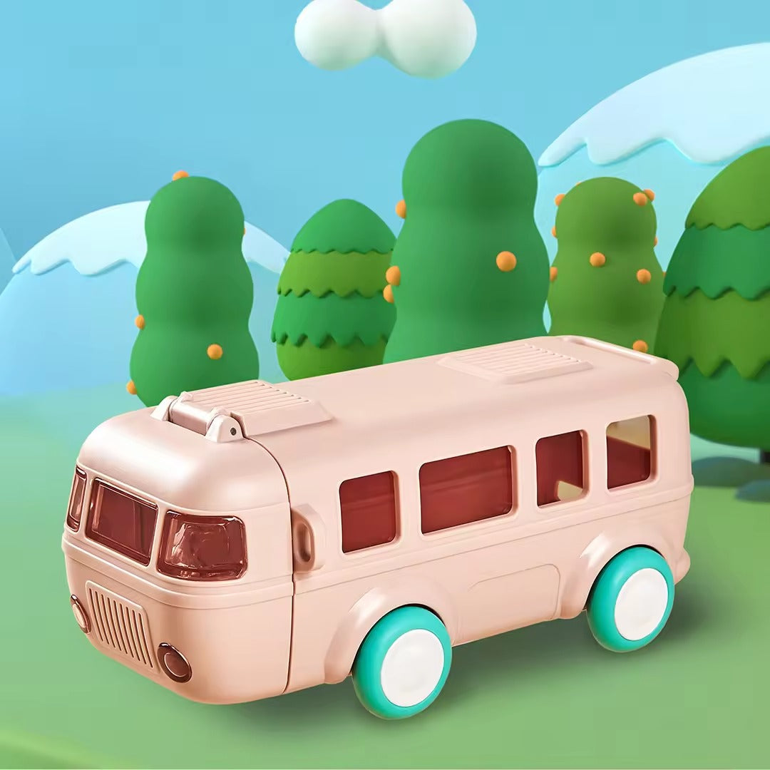 Kids Water Bottle Bus Shape  – Portable & Detachable Cup | 480ml