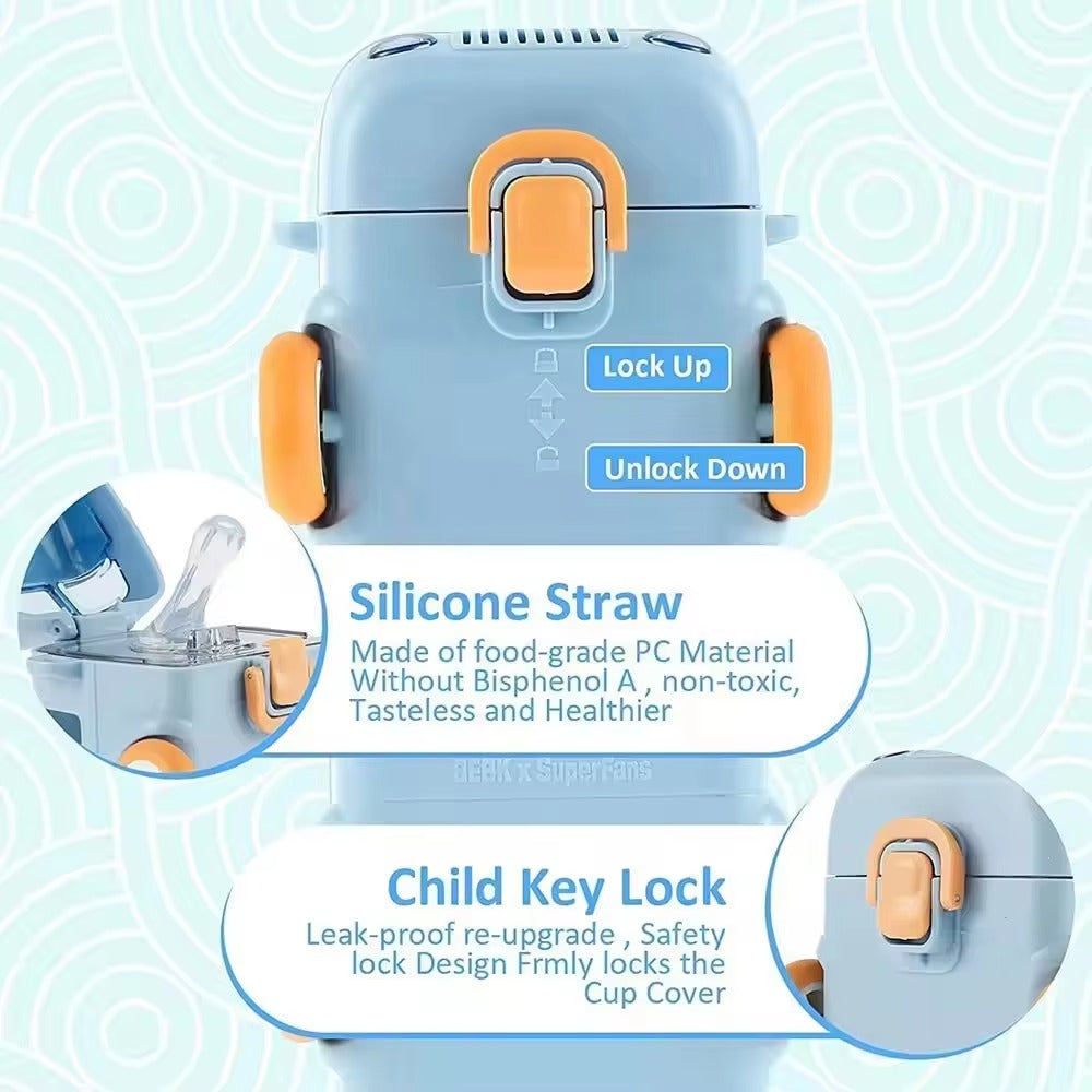 Kids Water Bottle Bus Shape  – Portable & Detachable Cup | 480ml