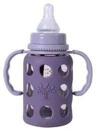MiniTree Glass Feeding Bottle with Handles & Silicone Cover – 120mL (4oz), BPA-Free
