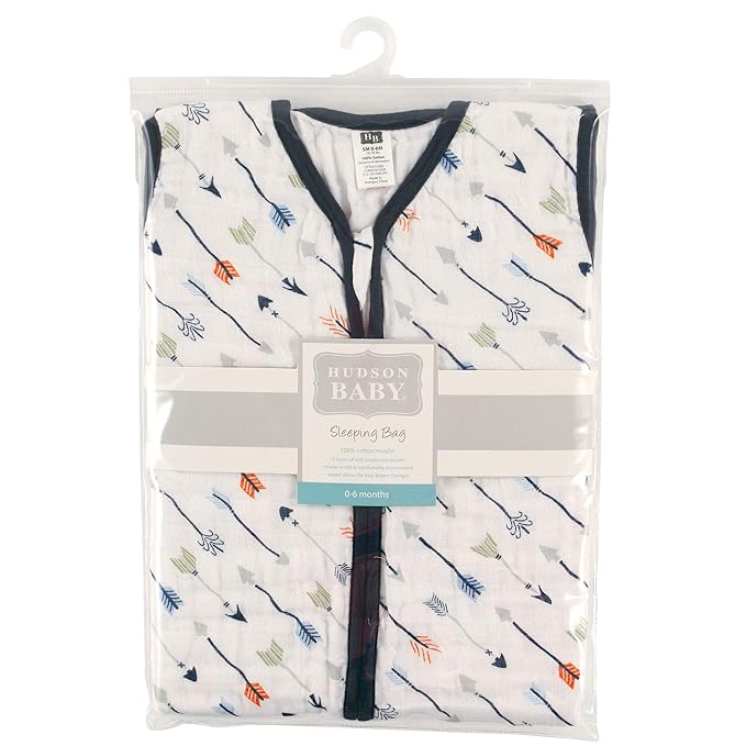Sleeping Bag Hudson Baby Cotton Muslin  – 8 Colors | Sizes 6-12 & 12-18 Months