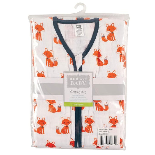 Sleeping Bag Hudson Baby Cotton Muslin  – 8 Colors | Sizes 6-12 & 12-18 Months