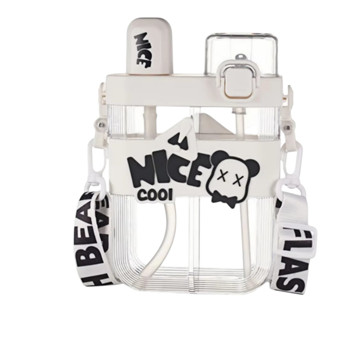 Kids Water Bottle Double Compartment  Dual Drinking Design with Strap (600 ml)