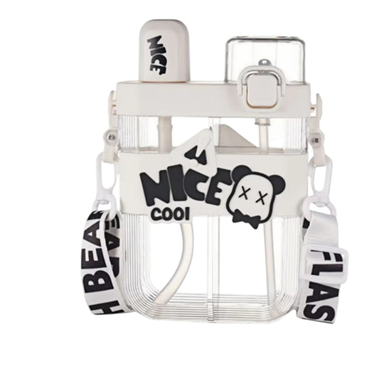 Kids Water Bottle Double Compartment  Dual Drinking Design with Strap (600 ml)