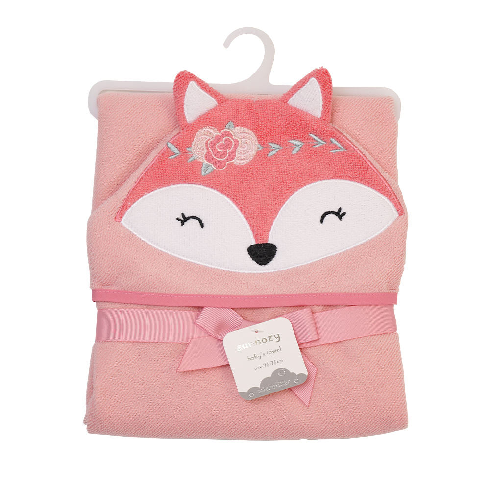 Baby Bath Towel Cartoon Animal Hooded 100% Cotton, Ultra Soft & Absorbent  76 x 76 cm