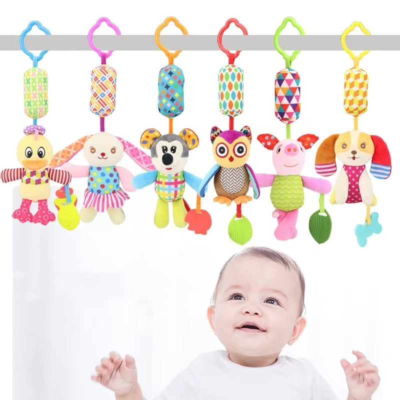 Hanging Musical Chime Plush Toy with Teether – Crib & Stroller Baby Toy