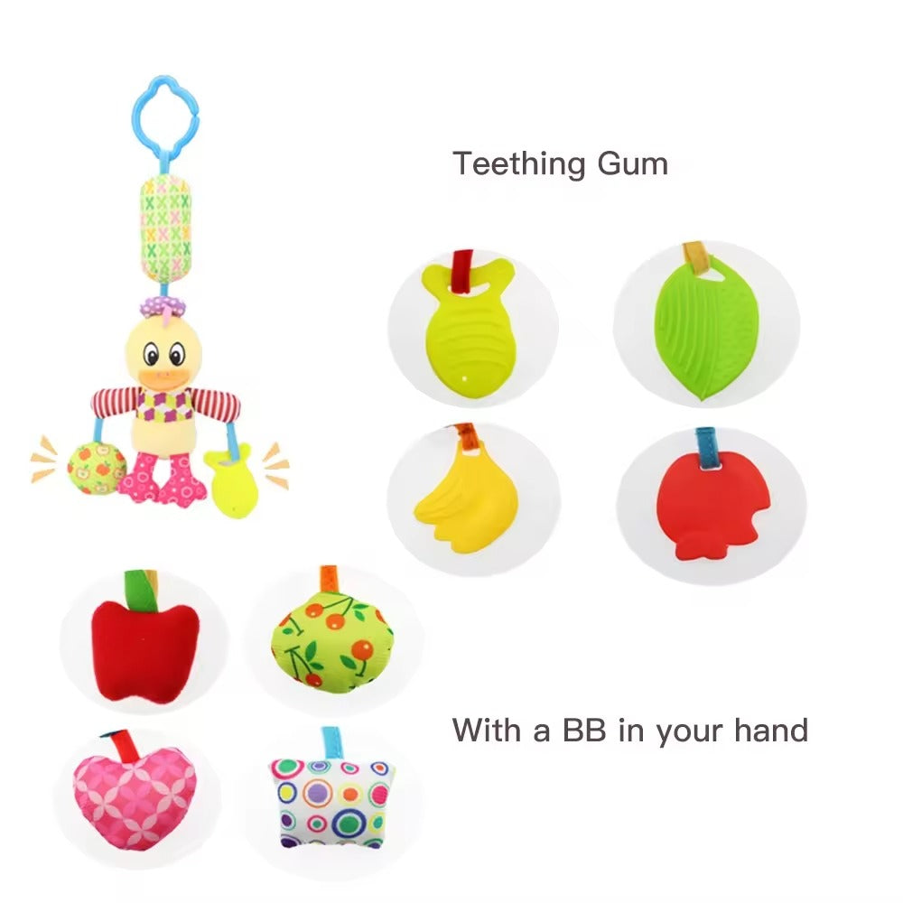Hanging Musical Chime Plush Toy with Teether – Crib & Stroller Baby Toy