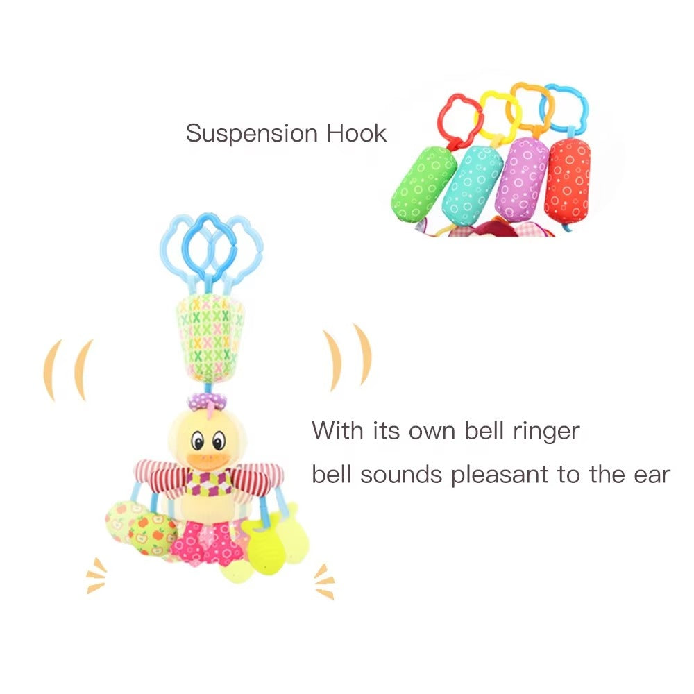 Hanging Musical Chime Plush Toy with Teether – Crib & Stroller Baby Toy