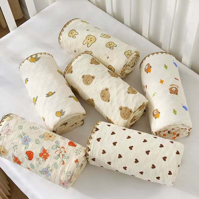 Soft Cotton Crepe + 3D Dot Minky Baby Blanket – 100x100 cm | Cozy, Breathable & Comfortable Infant Blanket
