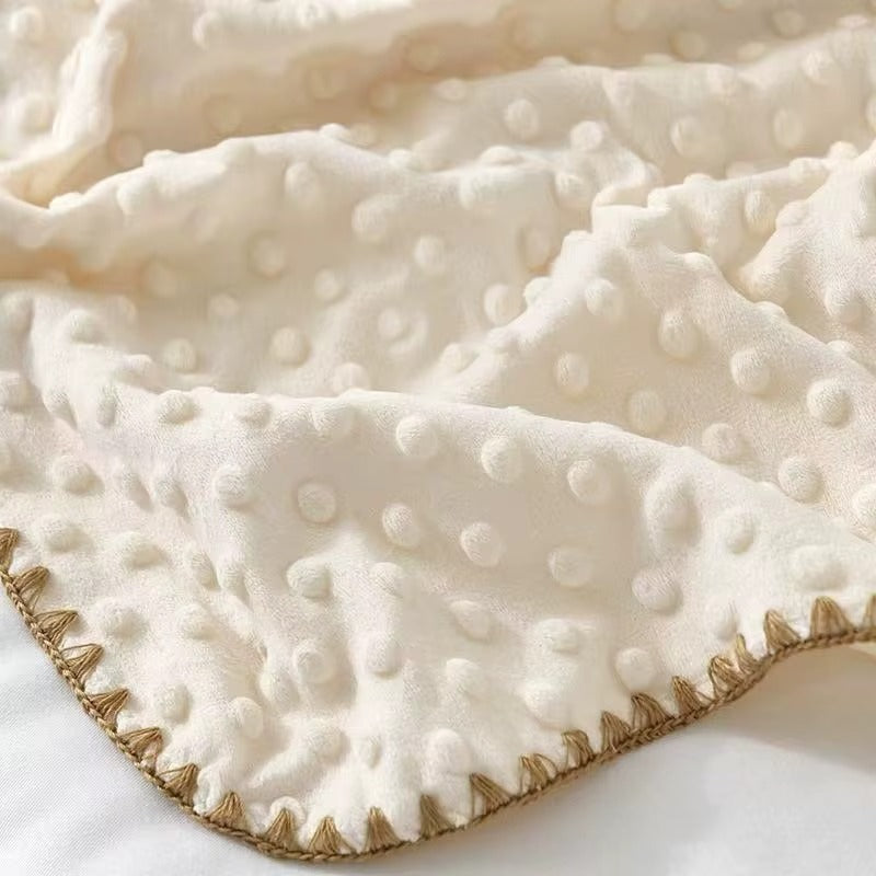 Soft Cotton Crepe + 3D Dot Minky Baby Blanket – 100x100 cm | Cozy, Breathable & Comfortable Infant Blanket