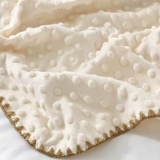 Soft Cotton Crepe + 3D Dot Minky Baby Blanket – 100x100 cm | Cozy, Breathable & Comfortable Infant Blanket
