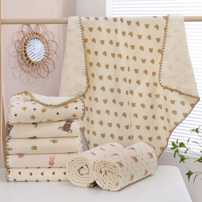 Super Soft Breathable 100% Cotton Baby Muslin Swaddle Blanket – Multi-Print, Lightweight & Skin-Friendly
