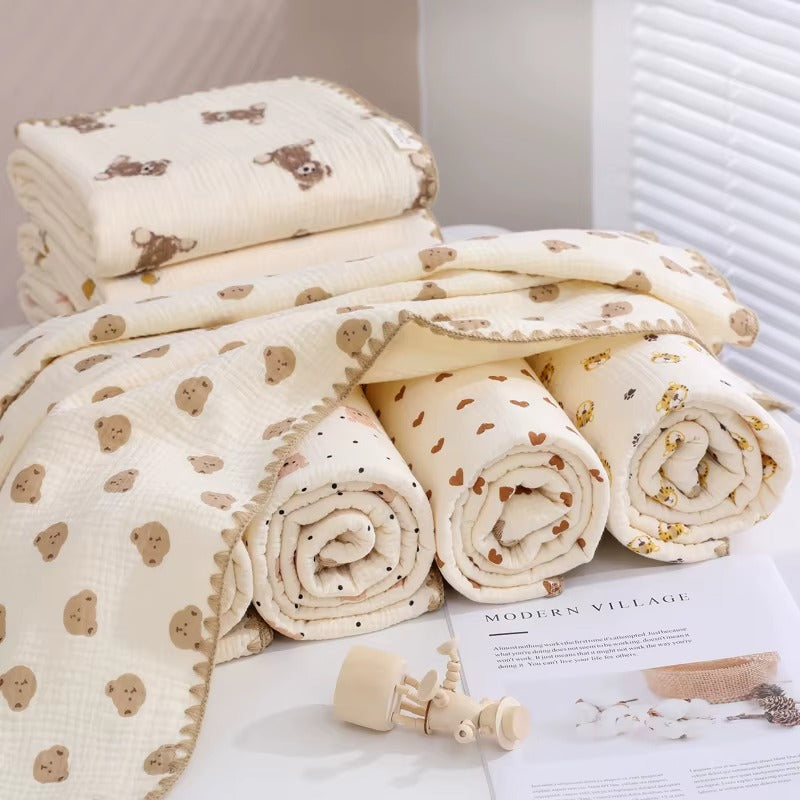 Super Soft Breathable 100% Cotton Baby Muslin Swaddle Blanket – Multi-Print, Lightweight & Skin-Friendly