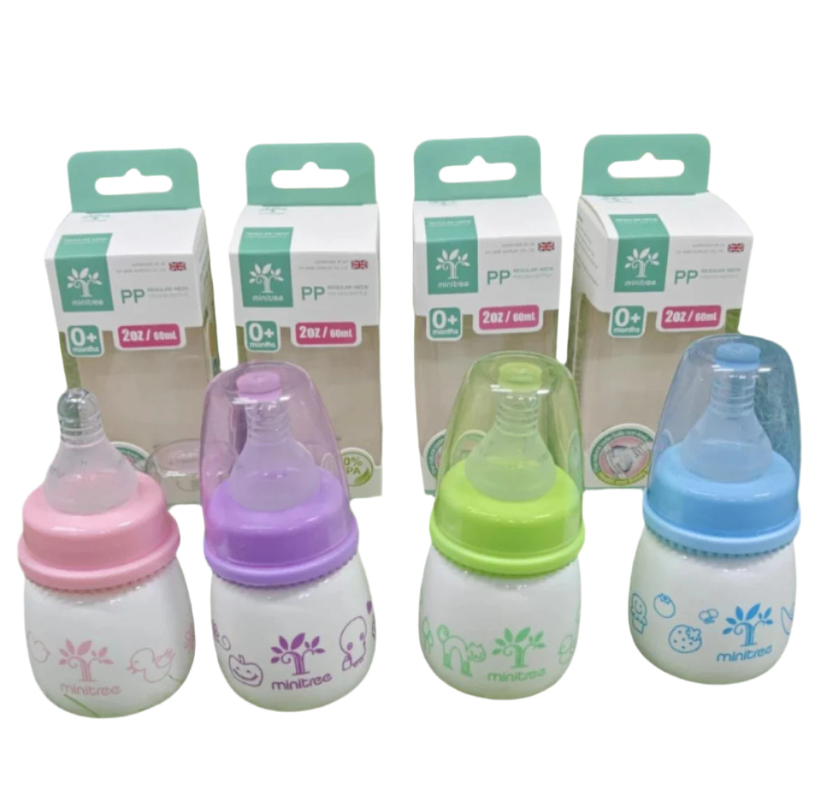 MiniTree Baby Feeding Bottle 60mL (0+ Months) – Soft Silicone Nipple, BPA-Free