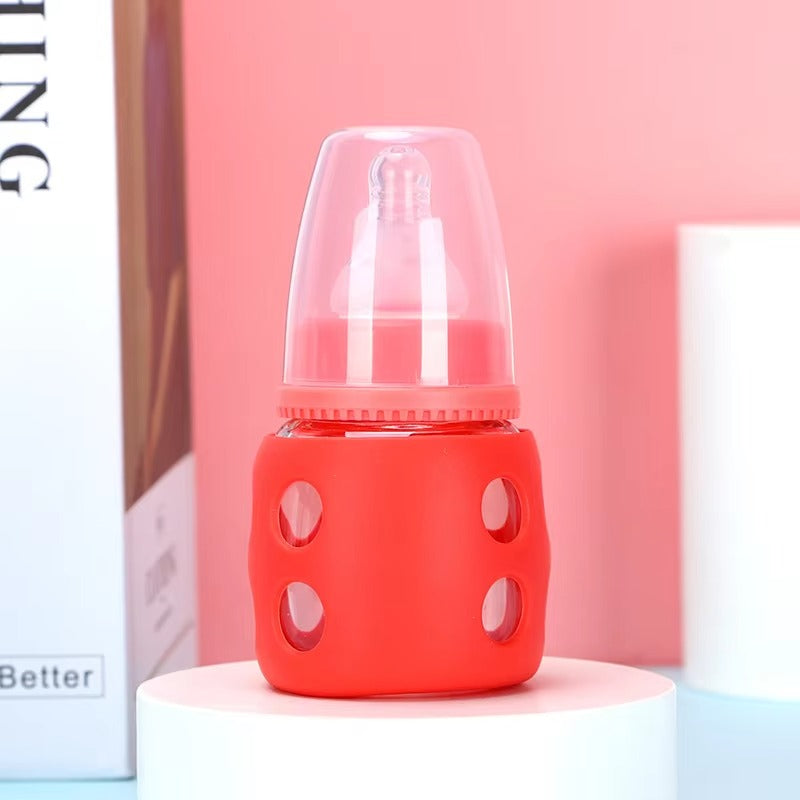 MiniTree Glass Feeding Bottle 60mL (2oz) – Regular Neck, BPA-Free, Silicone Sleeve