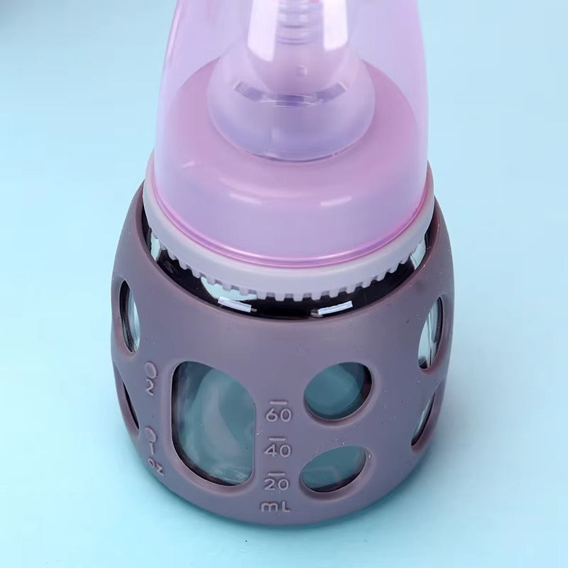MiniTree Glass Feeding Bottle 60mL (2oz) – Regular Neck, BPA-Free, Silicone Sleeve
