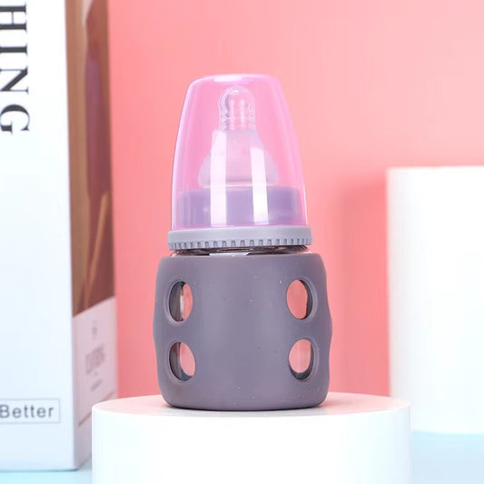 MiniTree Glass Feeding Bottle 60mL (2oz) – Regular Neck, BPA-Free, Silicone Sleeve
