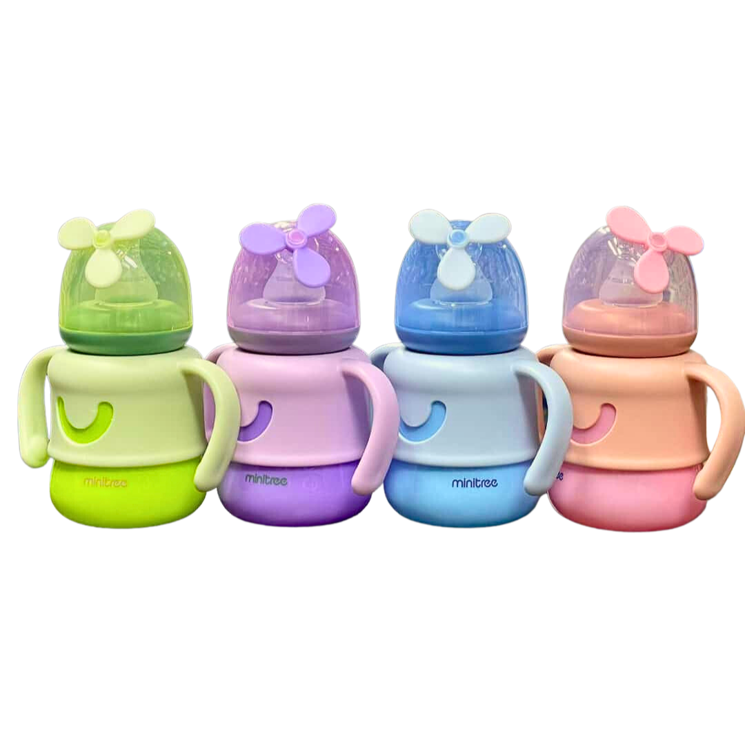 MiniTree Regular Neck Feeding Bottle with Handles – 150mL BPA-Free Baby Bottle