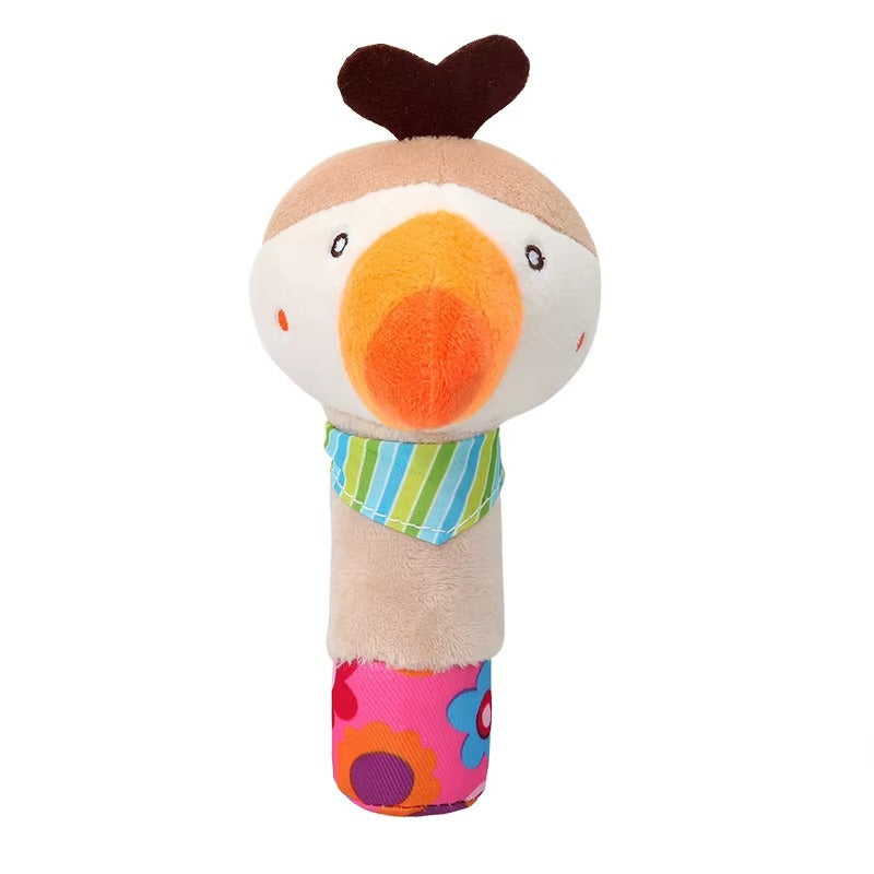 Baby Rattle Soft Cartoon Handbell Toy Plush Squeaky Animal Toy