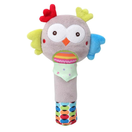 Baby Rattle Soft Cartoon Handbell Toy Plush Squeaky Animal Toy