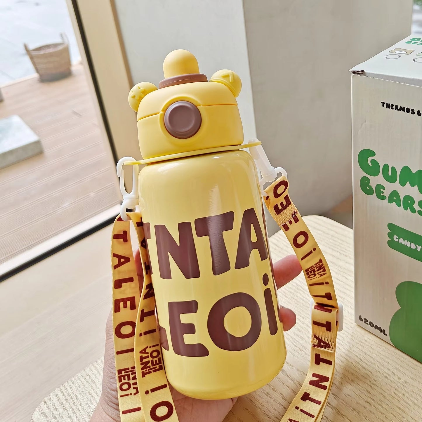 Kids Water Bottle Double Drinking Bottle 620ML with Shoulder Strap
