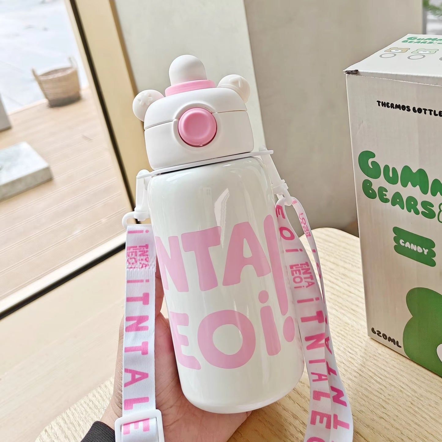 Kids Water Bottle Double Drinking Bottle 620ML with Shoulder Strap