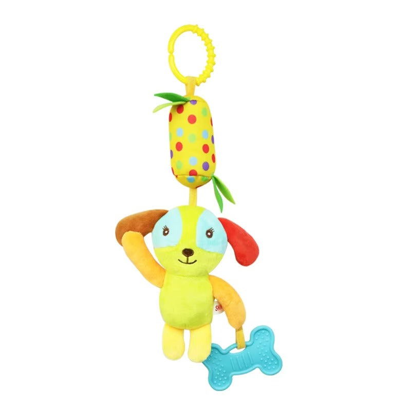 Wind Chime Plush Toy Hanging Musical Wind Chime Plush Toy Set with Teether – Animal Character Crib & Stroller Toy for Babies