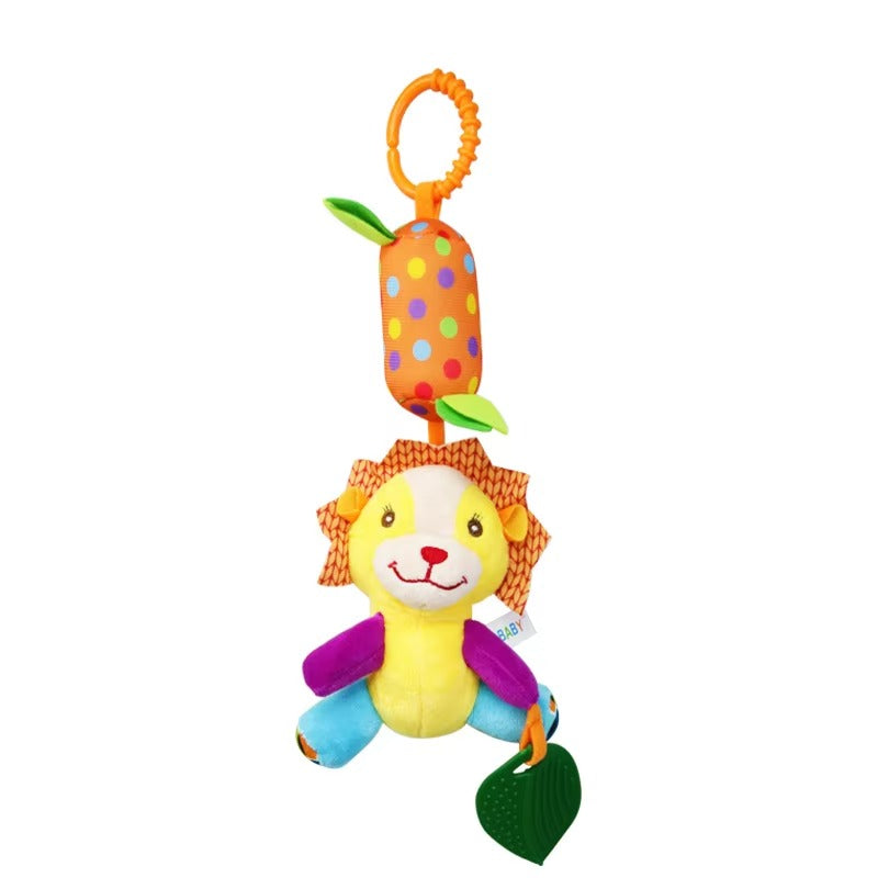 Wind Chime Plush Toy Hanging Musical Wind Chime Plush Toy Set with Teether – Animal Character Crib & Stroller Toy for Babies