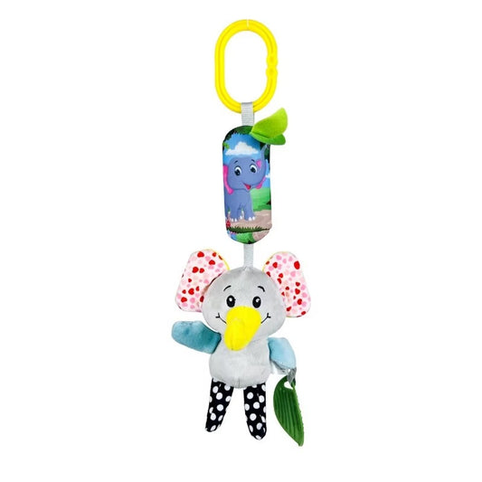 Baby Wind Chime Toy – Cartoon Animal Hanging Plush Toy with Ring Bell & Teether