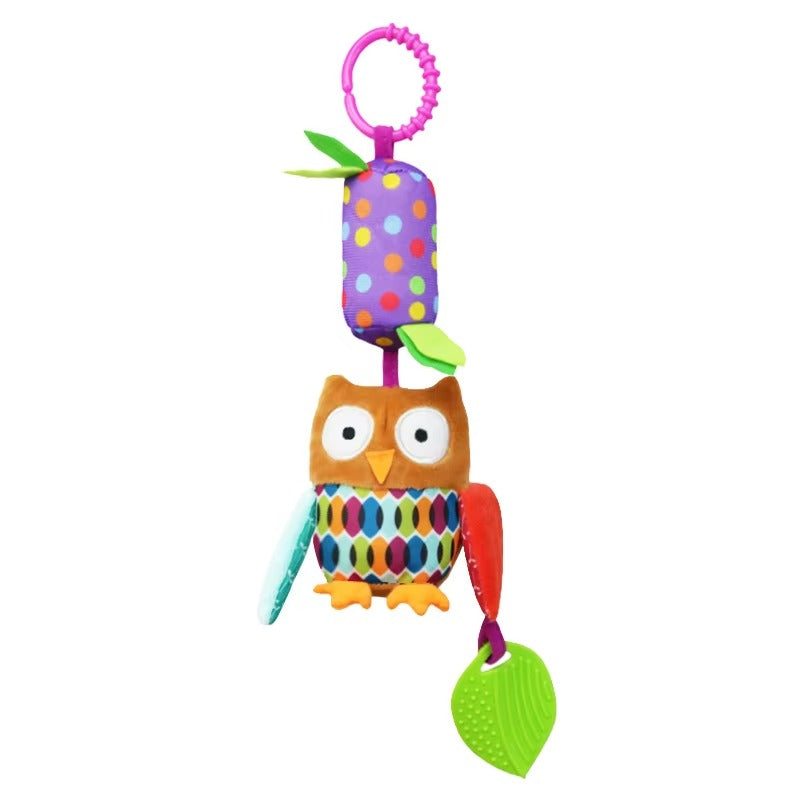 Wind Chime Plush Toy Hanging Musical Wind Chime Plush Toy Set with Teether – Animal Character Crib & Stroller Toy for Babies