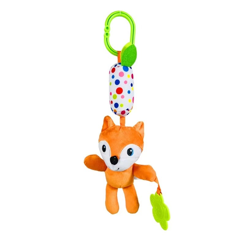 Baby Wind Chime Toy – Cartoon Animal Hanging Plush Toy with Ring Bell & Teether