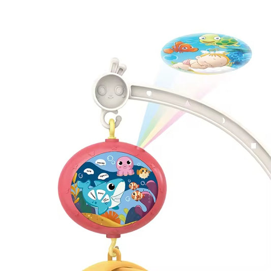 Baby Crib Mobile with Ocean Theme, Remote Control, Projector Light, Hanging Sea Animal Toys