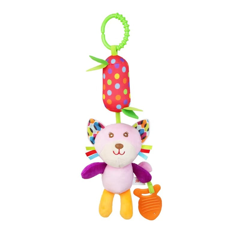 Wind Chime Plush Toy Hanging Musical Wind Chime Plush Toy Set with Teether – Animal Character Crib & Stroller Toy for Babies