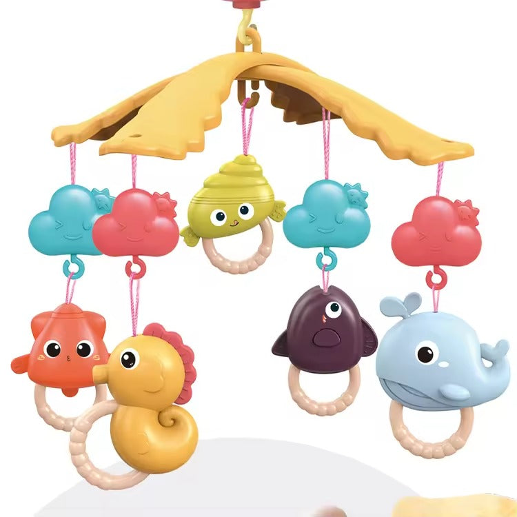 Baby Crib Mobile with Ocean Theme, Remote Control, Projector Light, Hanging Sea Animal Toys