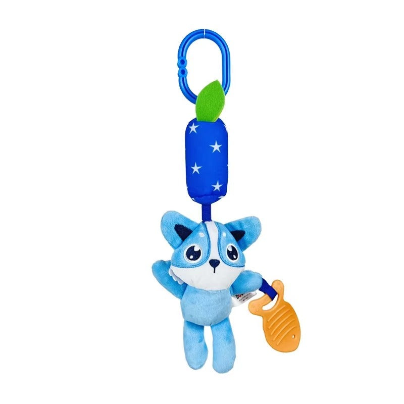 Baby Wind Chime Toy – Cartoon Animal Hanging Plush Toy with Ring Bell & Teether