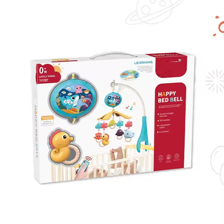 Baby Crib Mobile with Ocean Theme, Remote Control, Projector Light, Hanging Sea Animal Toys