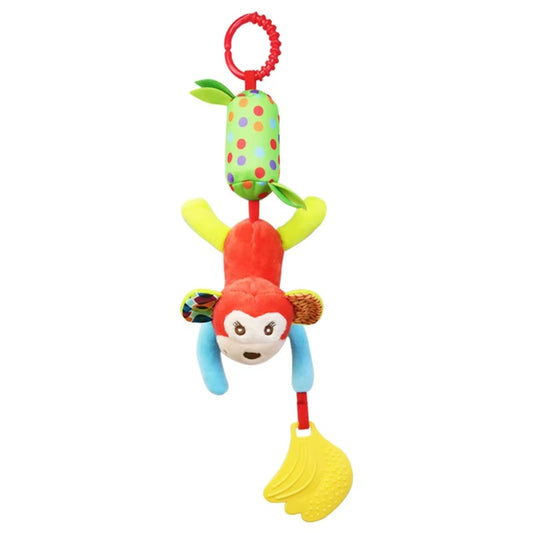 Wind Chime Plush Toy Hanging Musical Wind Chime Plush Toy Set with Teether – Animal Character Crib & Stroller Toy for Babies