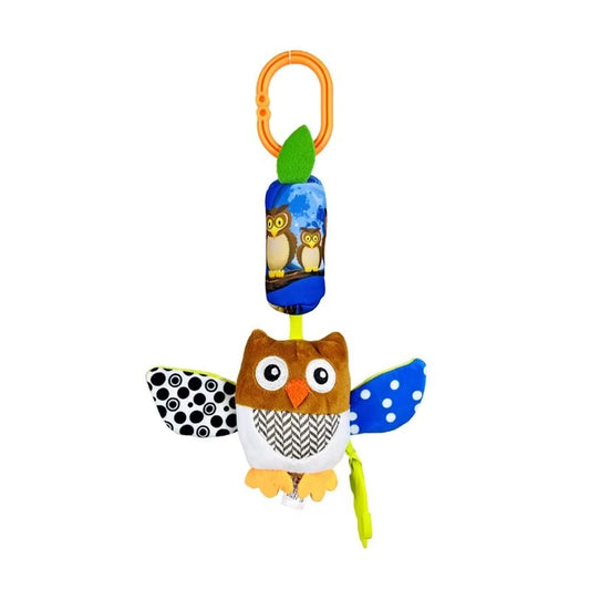 Baby Wind Chime Toy – Cartoon Animal Hanging Plush Toy with Ring Bell & Teether
