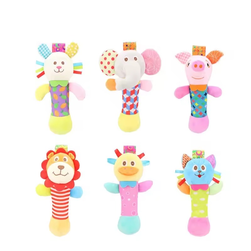Baby Rattle Toy Soft Plush  with Musical Bell – Handheld Stick Rattle