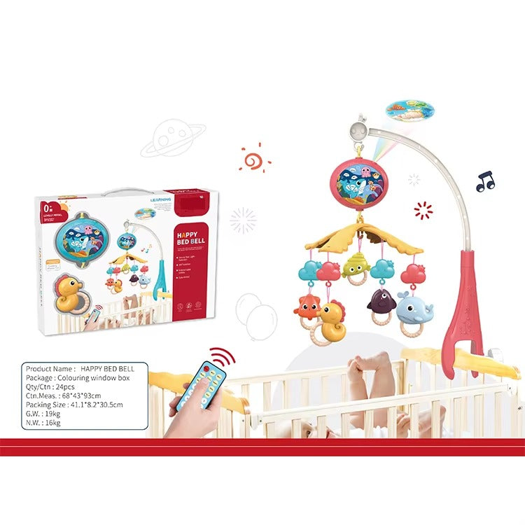 Baby Crib Mobile with Ocean Theme, Remote Control, Projector Light, Hanging Sea Animal Toys