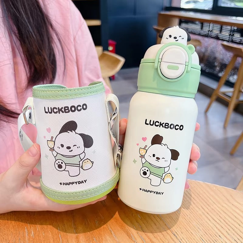 Kids Thermos Bottle 500ml Creative Cartoon Kids Stainless Steel  with Straw